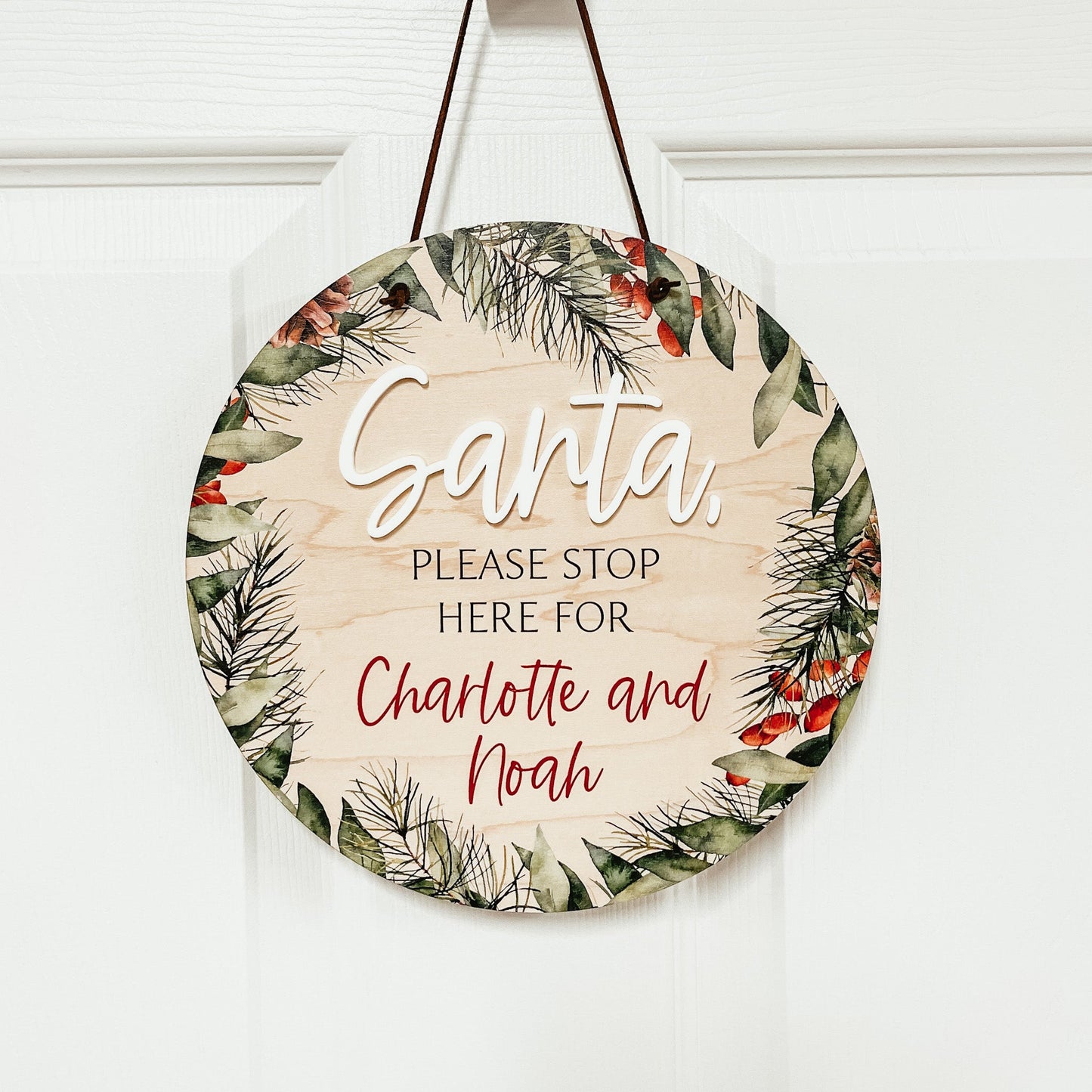 Santa Please Stop Here Sign | Christmas Wreath
