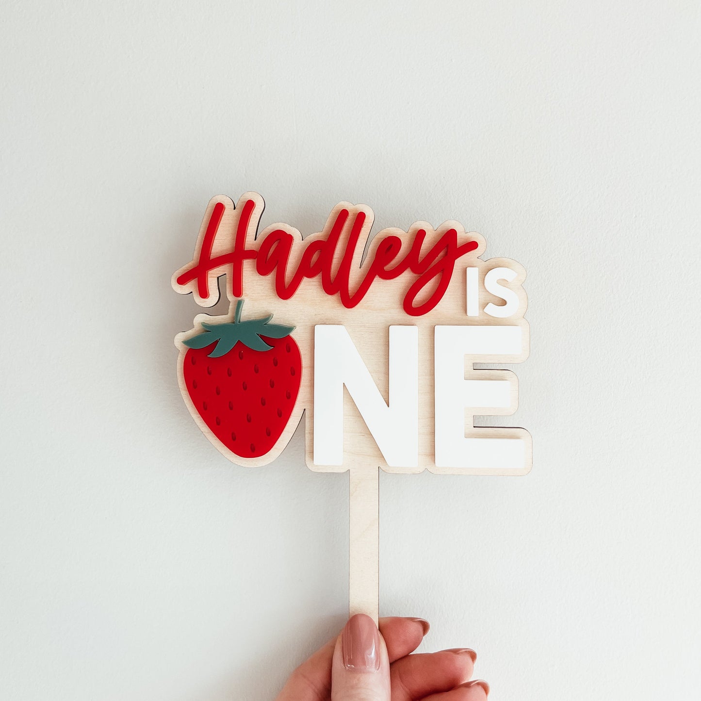 Custom One Strawberry Cake Topper